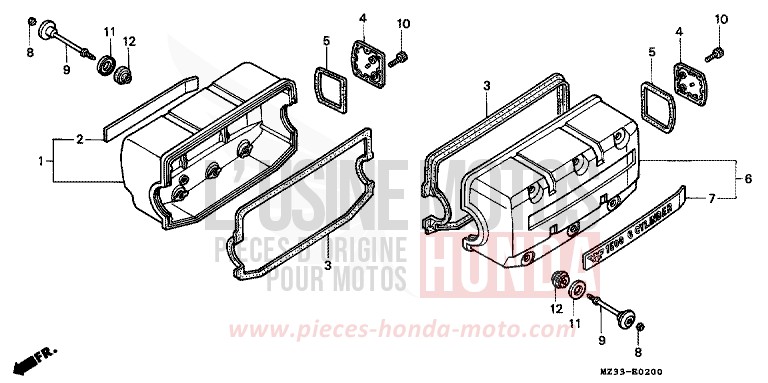 COUVERCLE DE CULASSE de Gold Wing Aspencade CANDY SPECTRA RED (R176K) de 1993